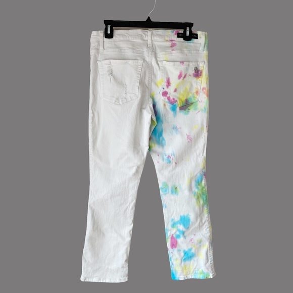 Rock & Republic White Jeans Ankle Tie‎ Dyed Pink Blue Green 12 - Picture 4 of 8